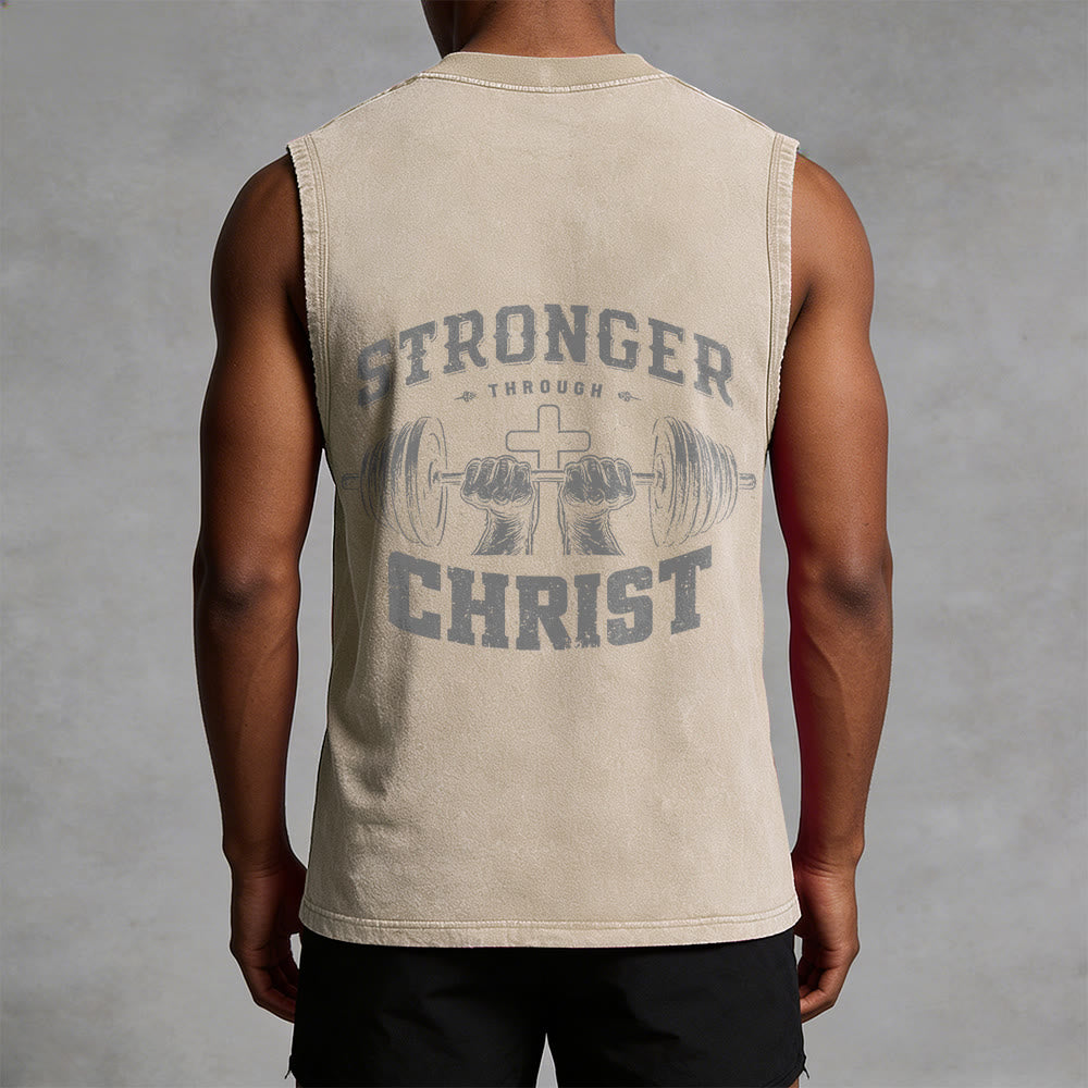 Christianartworkshop Canotta unisex lavata con croce a bilanciere "Stronger Through Christ" - image 10