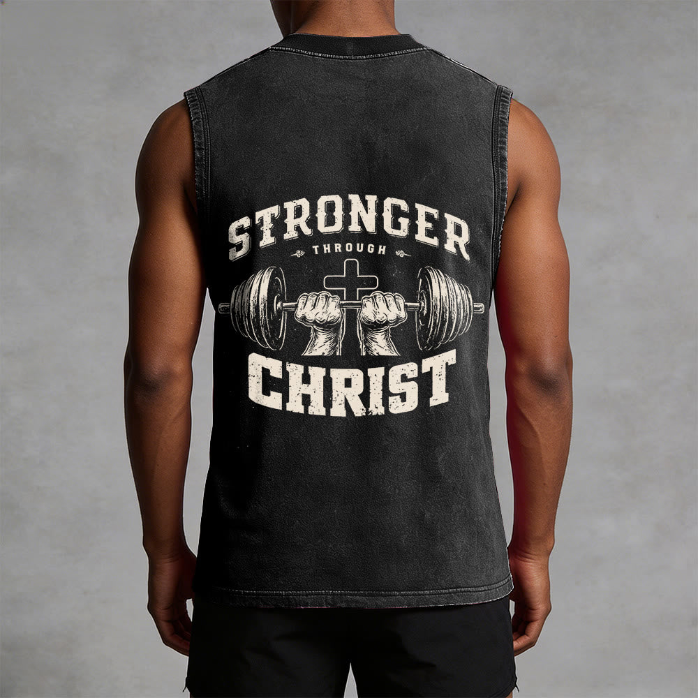 Christianartworkshop Canotta unisex lavata con croce a bilanciere "Stronger Through Christ" - image 7
