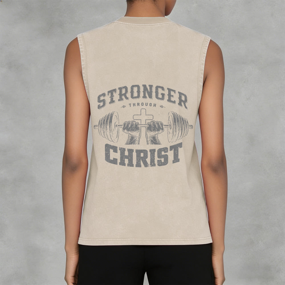 Christianartworkshop Canotta unisex lavata con croce a bilanciere "Stronger Through Christ" - image 11