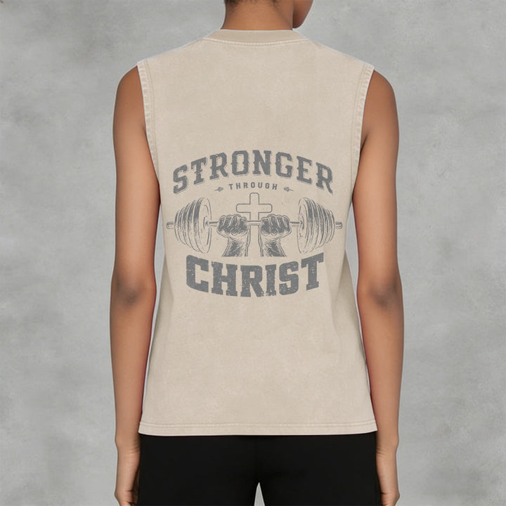 Christianartworkshop Canotta unisex lavata con croce a bilanciere "Stronger Through Christ" - image 11