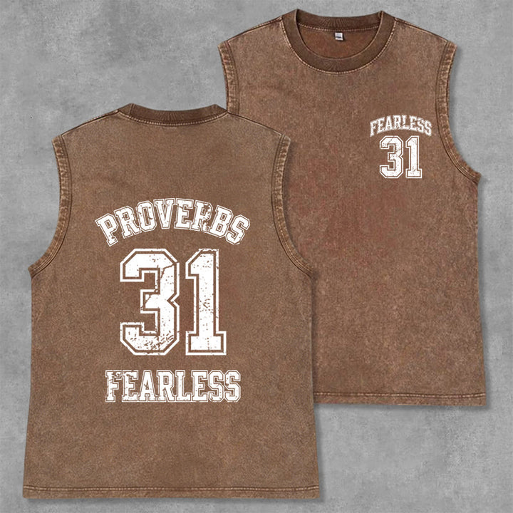 Christianartworkshop Proverbi 31: Canotta unisex lavata Fearless Varsity - Marrone - 2XL - image 14