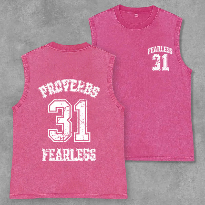 Christianartworkshop Proverbi 31: Canotta unisex lavata Fearless Varsity - Rosa - 2XL - image 0