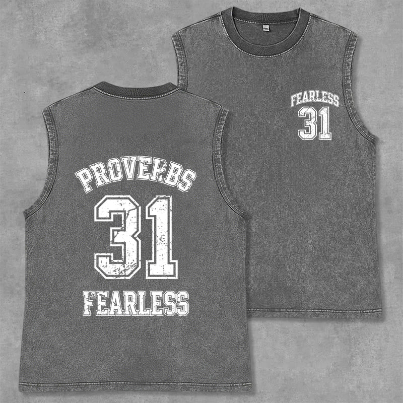 Christianartworkshop Proverbi 31: Canotta unisex lavata Fearless Varsity - Grigio - 2XL - image 7