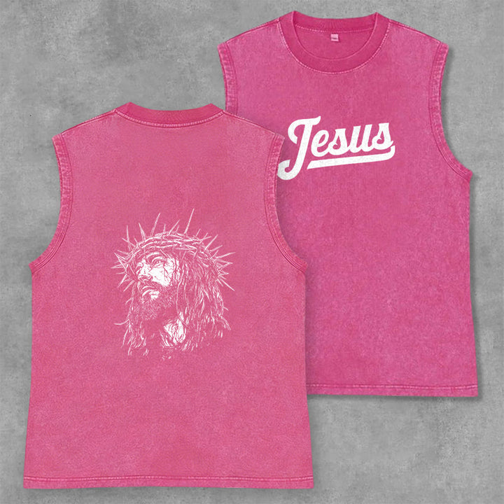 Christianartworkshop Gesù: schizzo della corona di spine, canotta unisex lavata - Rosa - 2XL - image 14