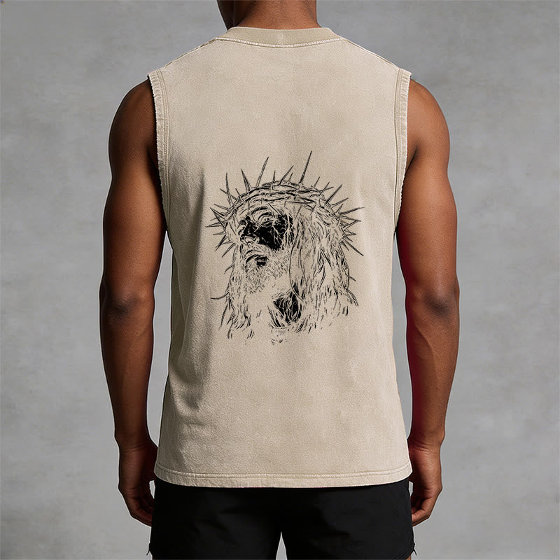 Christianartworkshop Gesù: schizzo della corona di spine, canotta unisex lavata - image 11