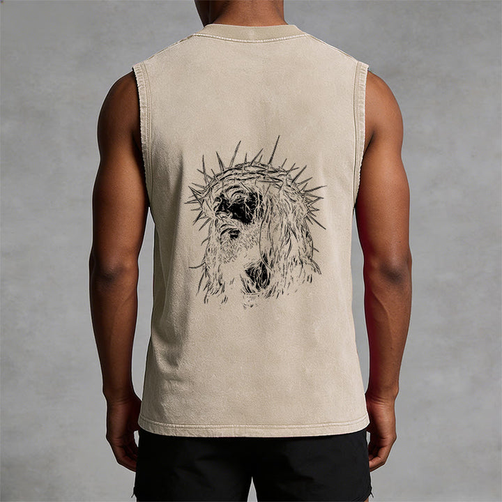 Christianartworkshop Gesù: schizzo della corona di spine, canotta unisex lavata - image 11