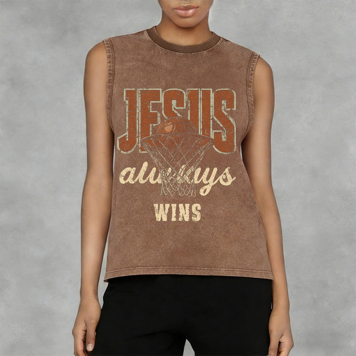 Christianartworkshop Canotta unisex lavata Jesus Always Wins Basketball - image 5