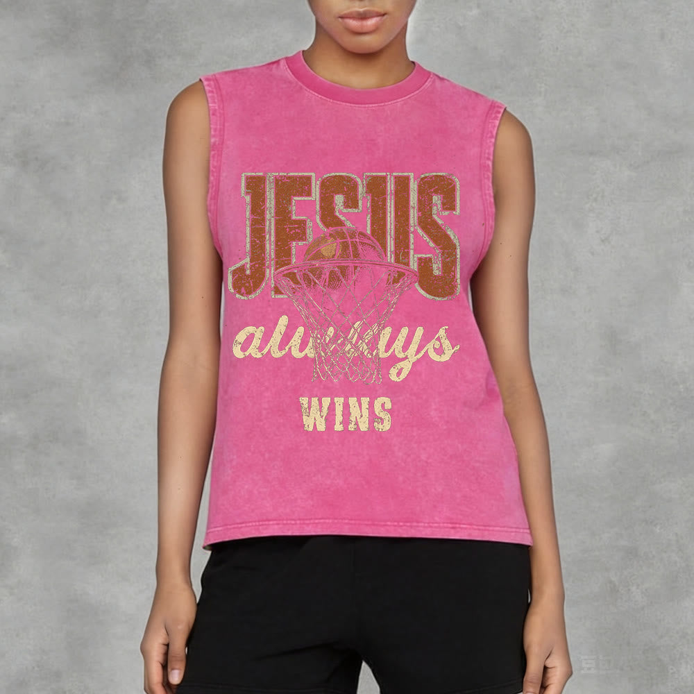 Christianartworkshop Canotta unisex lavata Jesus Always Wins Basketball - image 11