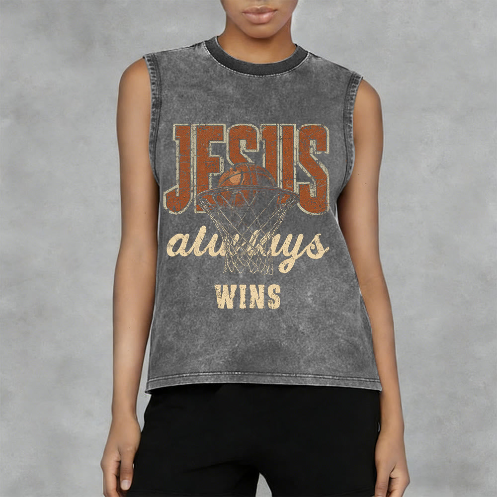 Christianartworkshop Canotta unisex lavata Jesus Always Wins Basketball - image 2