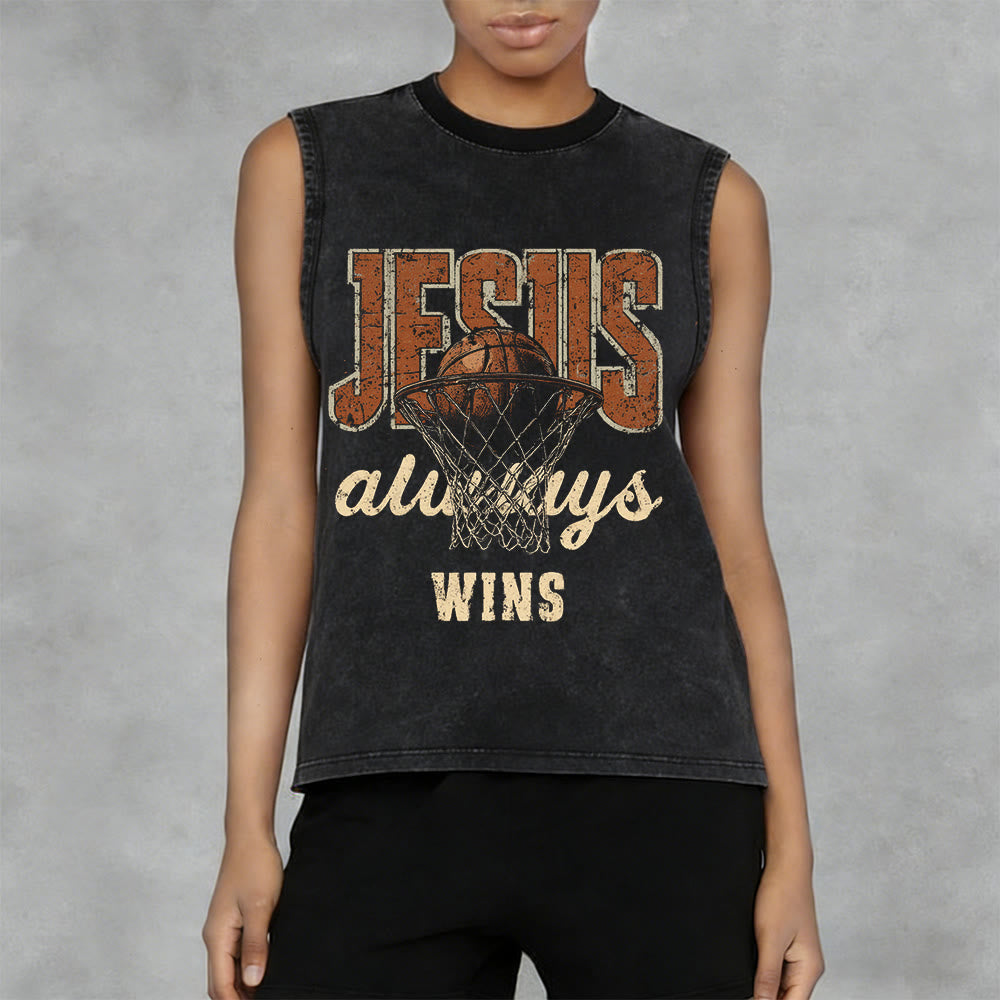 Christianartworkshop Canotta unisex lavata Jesus Always Wins Basketball - image 8