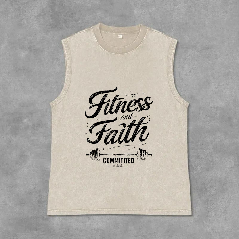 Christianartworkshop Fitness e fede: impegnati in entrambi Canotta unisex lavata con bilanciere - Beige - 2XL - image 13