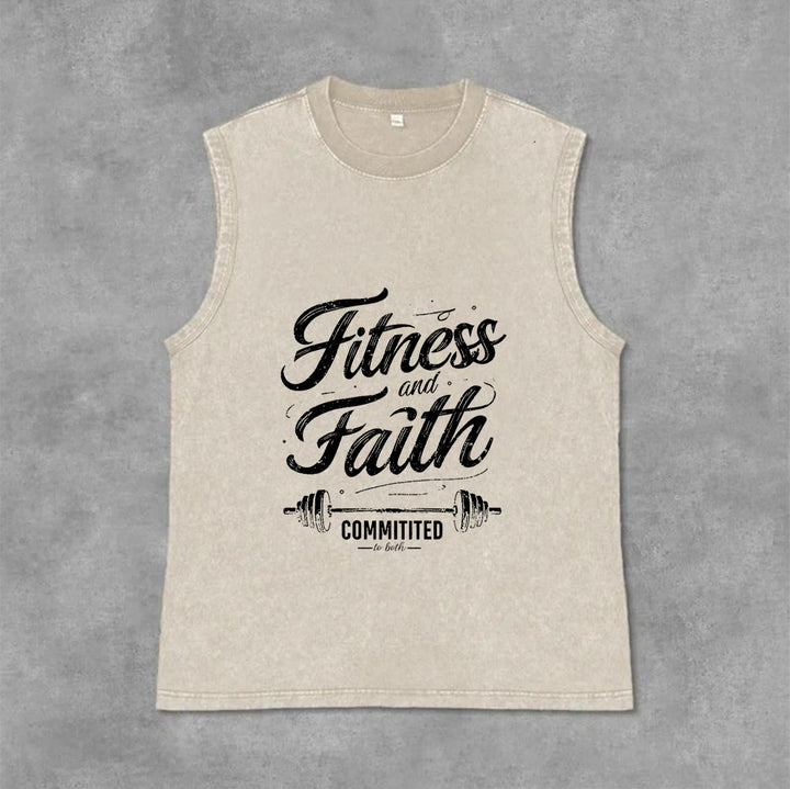 Christianartworkshop Fitness e fede: impegnati in entrambi Canotta unisex lavata con bilanciere - Beige - 2XL - image 13