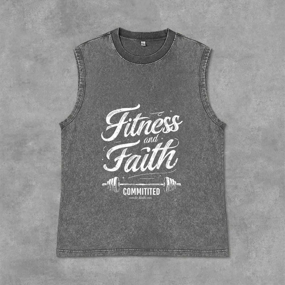 Christianartworkshop Fitness e fede: impegnati in entrambi Canotta unisex lavata con bilanciere - Grigio - 2XL - image 7