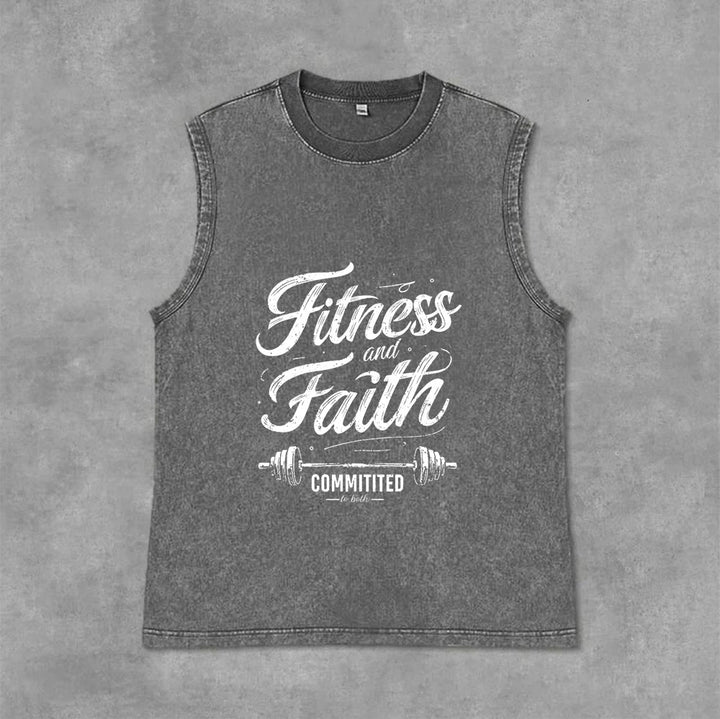 Christianartworkshop Fitness e fede: impegnati in entrambi Canotta unisex lavata con bilanciere - Grigio - 2XL - image 7