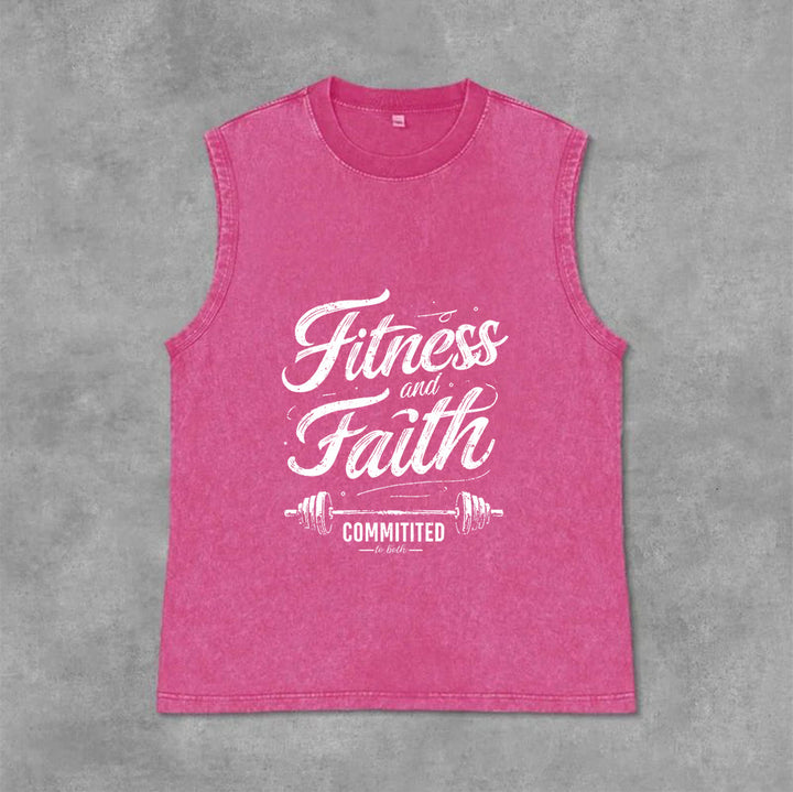 Christianartworkshop Fitness e fede: impegnati in entrambi Canotta unisex lavata con bilanciere - Rosa - 2XL - image 4