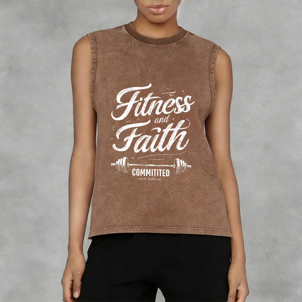 Christianartworkshop Fitness e fede: impegnati in entrambi Canotta unisex lavata con bilanciere - image 8