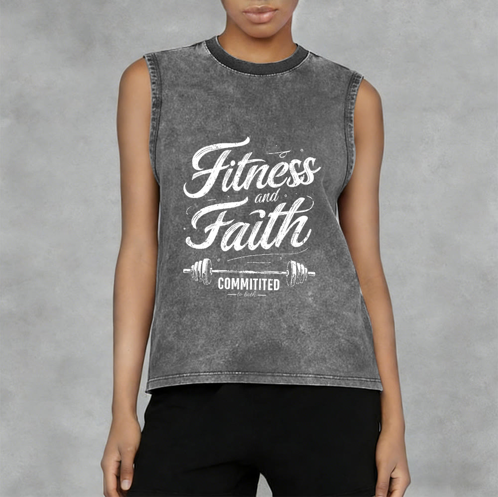 Christianartworkshop Fitness e fede: impegnati in entrambi Canotta unisex lavata con bilanciere - image 5