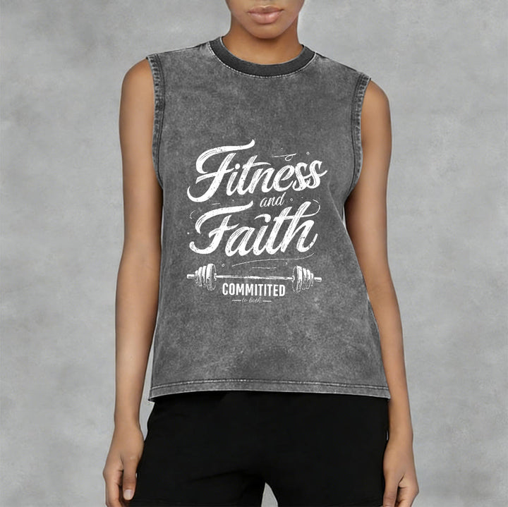 Christianartworkshop Fitness e fede: impegnati in entrambi Canotta unisex lavata con bilanciere - image 5
