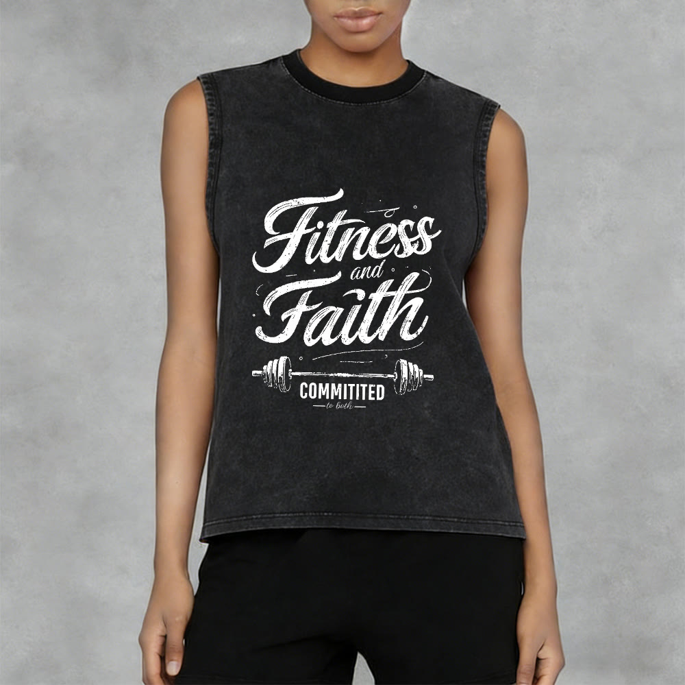 Christianartworkshop Fitness e fede: impegnati in entrambi Canotta unisex lavata con bilanciere - image 3
