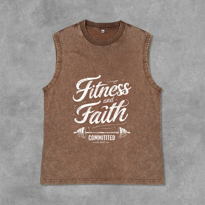 Christianartworkshop Fitness e fede: impegnati in entrambi Canotta unisex lavata con bilanciere - Marrone - 2XL - image 10