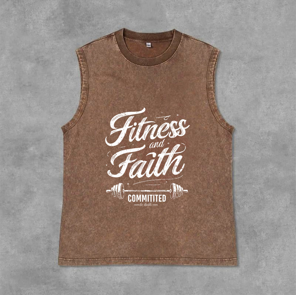 Christianartworkshop Fitness e fede: impegnati in entrambi Canotta unisex lavata con bilanciere - Marrone - 2XL - image 6