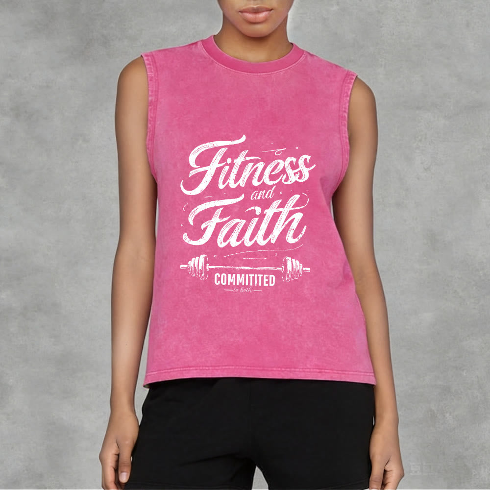 Christianartworkshop Fitness e fede: impegnati in entrambi Canotta unisex lavata con bilanciere - image 6