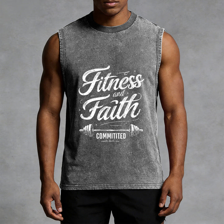 Christianartworkshop Fitness e fede: impegnati in entrambi Canotta unisex lavata con bilanciere - image 4