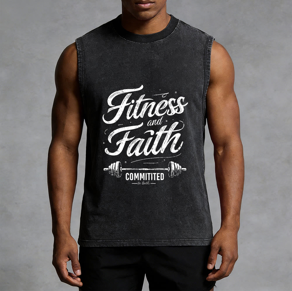 Christianartworkshop Fitness e fede: impegnati in entrambi Canotta unisex lavata con bilanciere - image 10