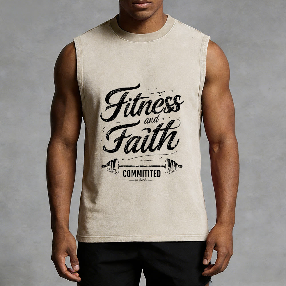 Christianartworkshop Fitness e fede: impegnati in entrambi Canotta unisex lavata con bilanciere - image 15