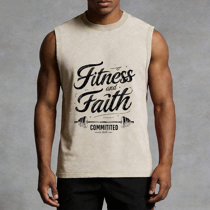 Christianartworkshop Fitness e fede: impegnati in entrambi Canotta unisex lavata con bilanciere - image 15