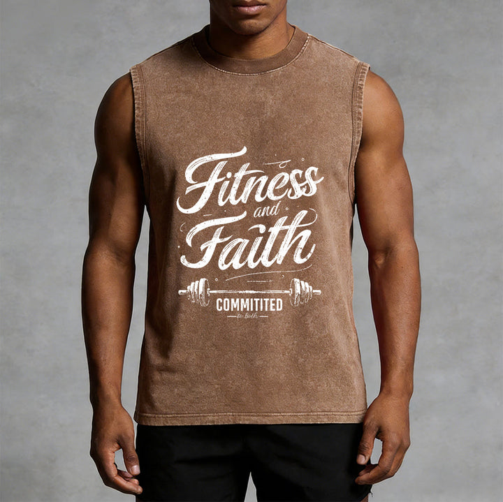Christianartworkshop Fitness e fede: impegnati in entrambi Canotta unisex lavata con bilanciere - image 7