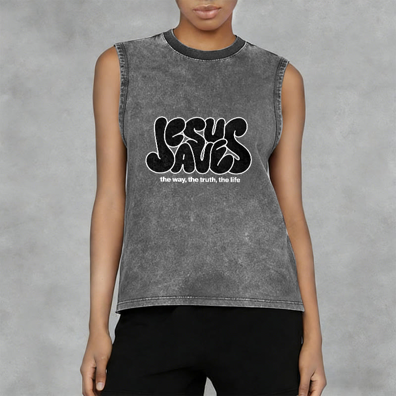 Canotta unisex lavata retrò "Jesus Saves" Christianartworkshop - image 8