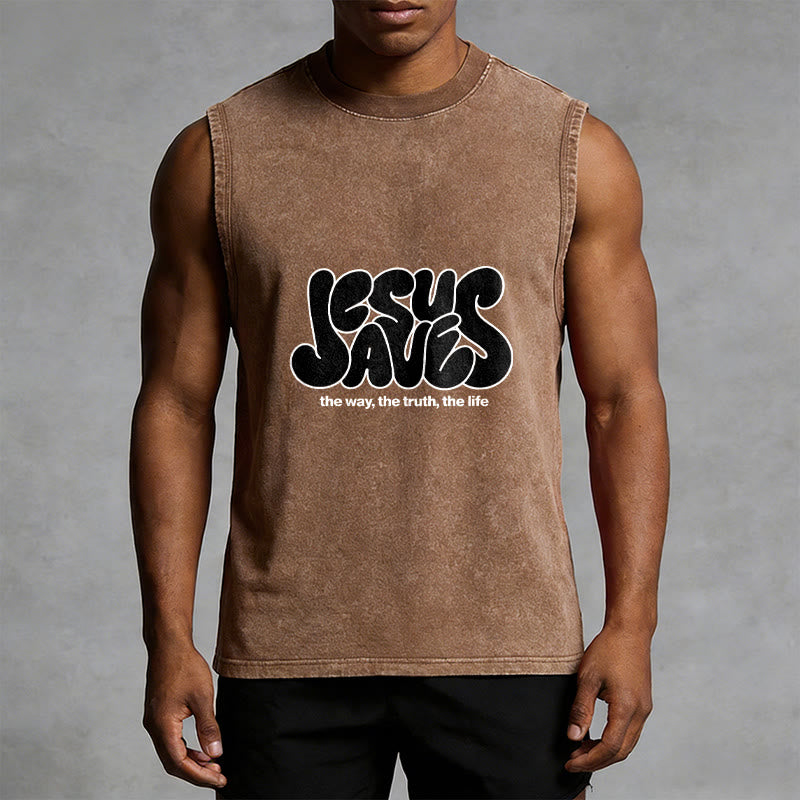 Canotta unisex lavata retrò "Jesus Saves" Christianartworkshop - image 10