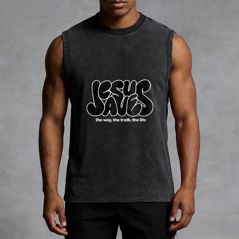 Canotta unisex lavata retrò "Jesus Saves" Christianartworkshop - image 13