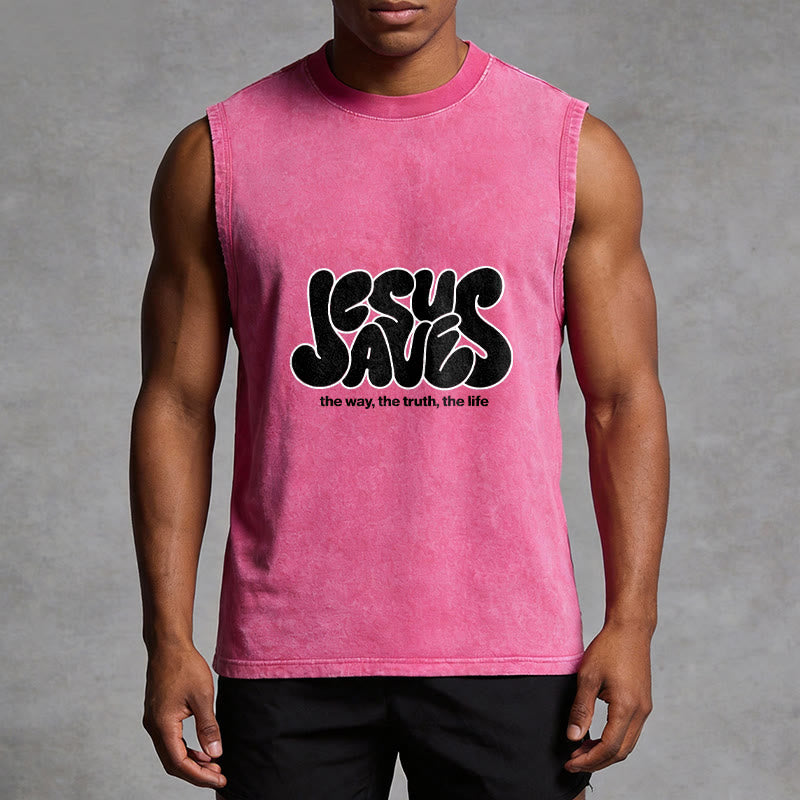 Canotta unisex lavata retrò "Jesus Saves" Christianartworkshop - image 4