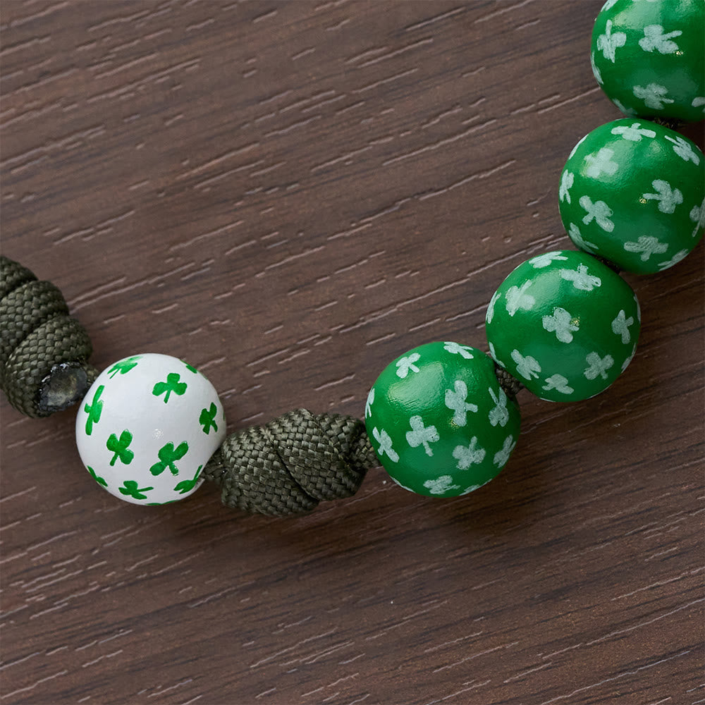 Christianartworkshop Rosario tascabile Irish Blessing Lucky Faith con nodo eterno, perline in legno bianco verde - image 13