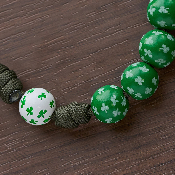 Christianartworkshop Rosario tascabile Irish Blessing Lucky Faith con nodo eterno, perline in legno bianco verde - image 13