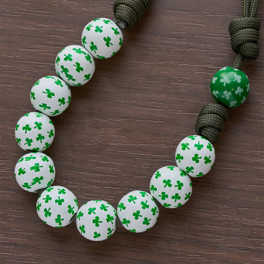 Christianartworkshop Rosario tascabile Irish Blessing Lucky Faith con nodo eterno, perline in legno bianco verde - image 7