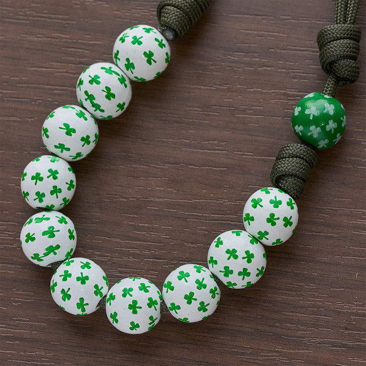 Christianartworkshop Rosario tascabile Irish Blessing Lucky Faith con nodo eterno, perline in legno bianco verde - image 7