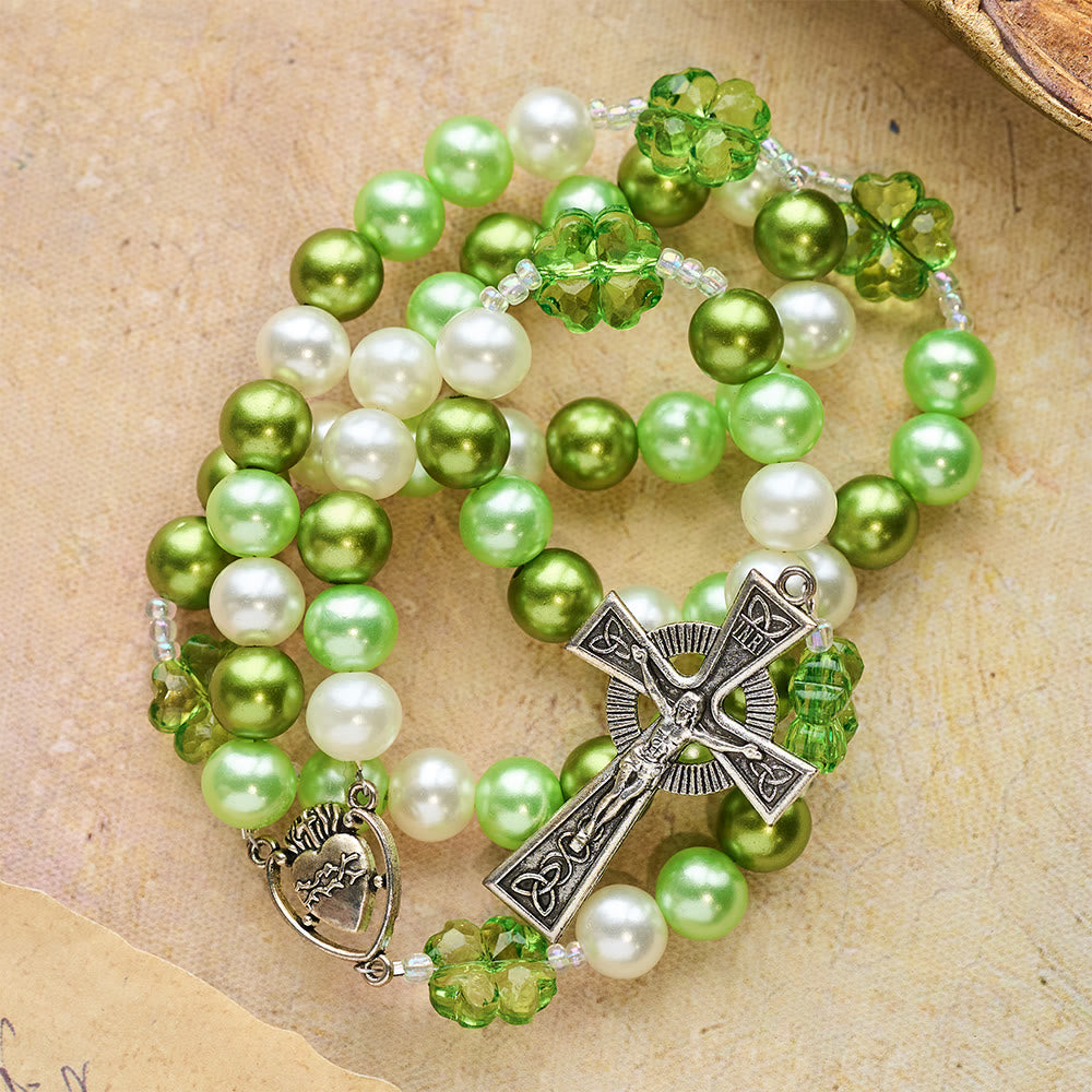 Christianartworkshop Rosario Lucky Faith verde sfumato con Sacro Cuore e Croce Celtica - image 6