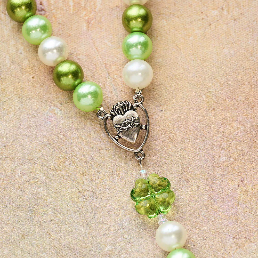 Christianartworkshop Rosario Lucky Faith verde sfumato con Sacro Cuore e Croce Celtica - image 8