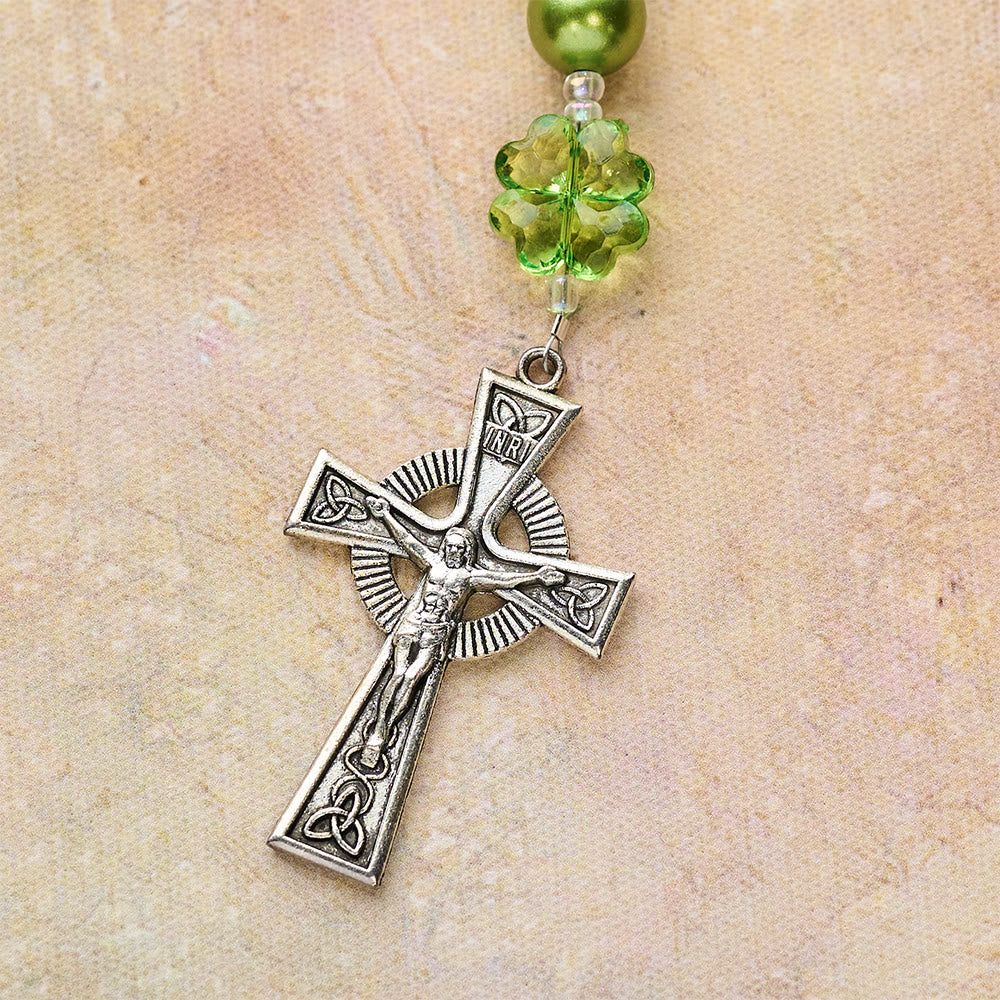 Christianartworkshop Rosario Lucky Faith verde sfumato con Sacro Cuore e Croce Celtica - image 9