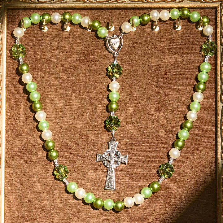 Christianartworkshop Rosario Lucky Faith verde sfumato con Sacro Cuore e Croce Celtica - image 5