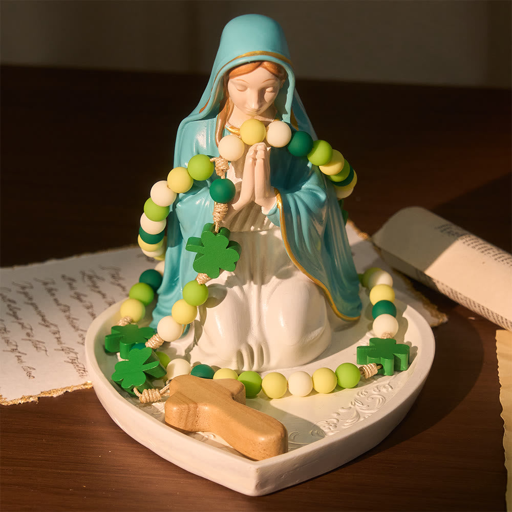 Christianartworkshop Rosario di San Patrizio per bambini: grani sfumati con trifoglio e croce in legno - image 5