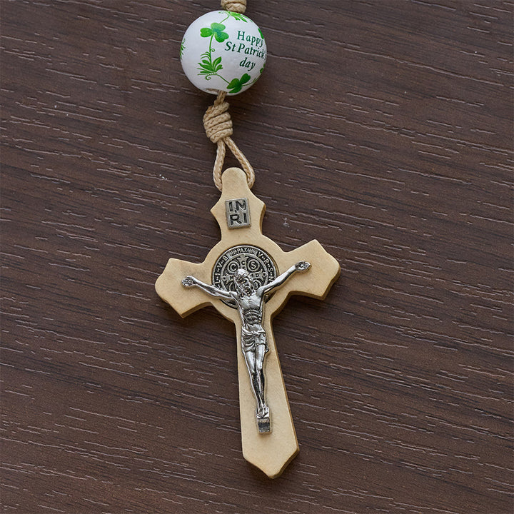 Christianartworkshop Rosario tascabile in legno con benedizione irlandese, regalo per il giorno di San Patrizio - image 15