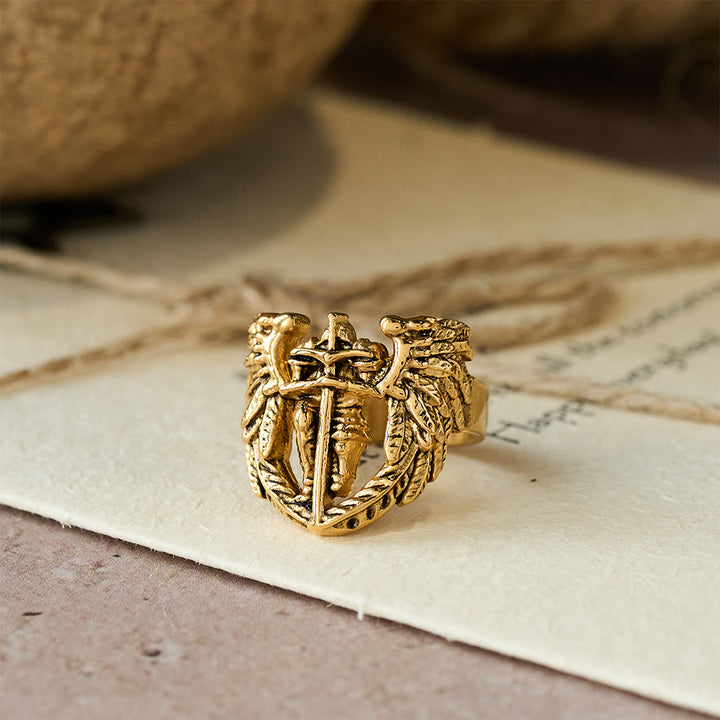 Christianartworkshop Anello con spada alata dell'Arcangelo Michele: simbolo di protezione divina - image 4