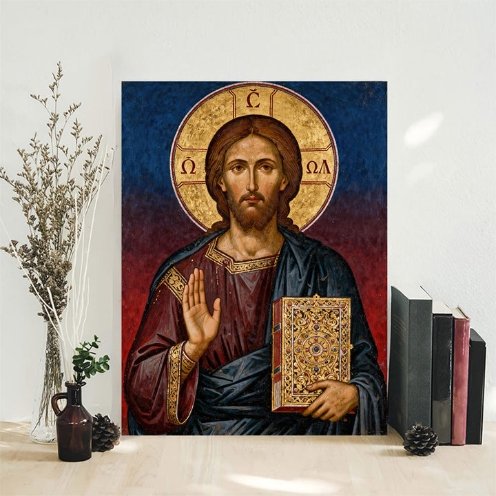 Christianartworkshop Opere d'arte cristiane Pantocrator Art Canvas: autorità divina e devozione senza tempo - Dipinto su tela incorniciato - 11,81''*15,75''0,71"/30*40*1,8 cm - image 0