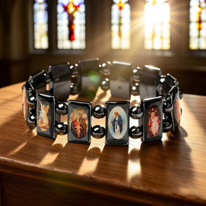 Christianartworkshop Bracciale in ematite con icona sacra: un simbolo di devozione senza tempo - image 3