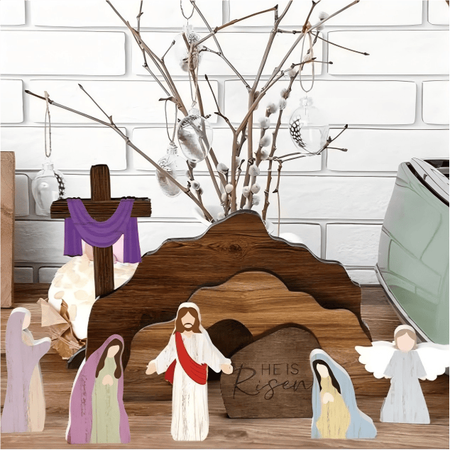 Christianartworkshop Set di decorazioni pasquali con scena della Resurrezione: un simbolo di speranza eterna - image 1