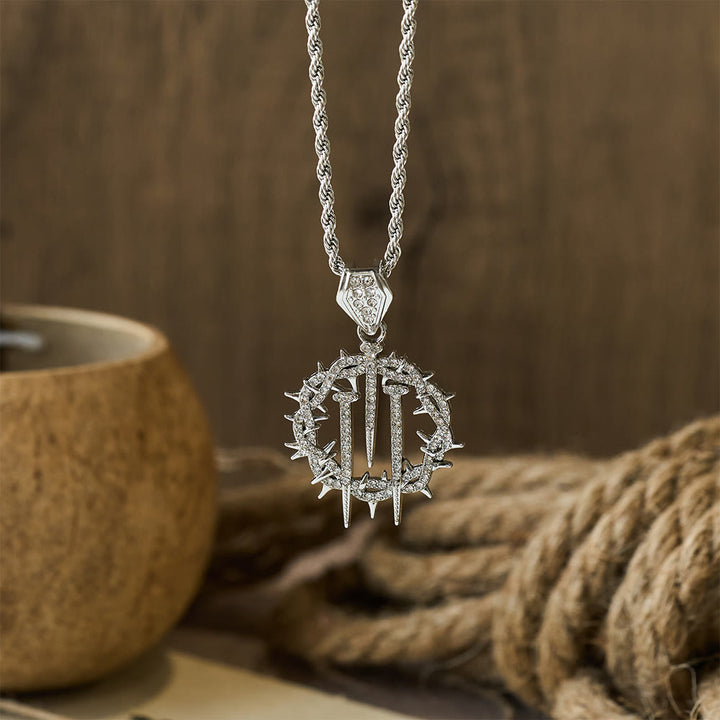 Christianartworkshop Collana con catena di corda e corona di spine e chiodi: simbolo di sacrificio redentore - image 5